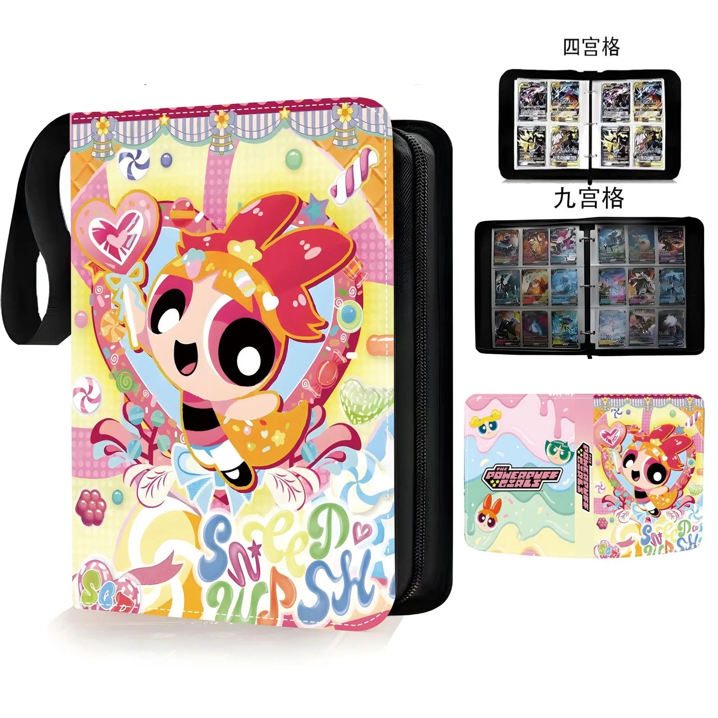 Powerpuff Girls Card Organizer 400/900 Cards Pack with 4/9 Card Slots Zippered Double Pockets Anime Merchandise Gift