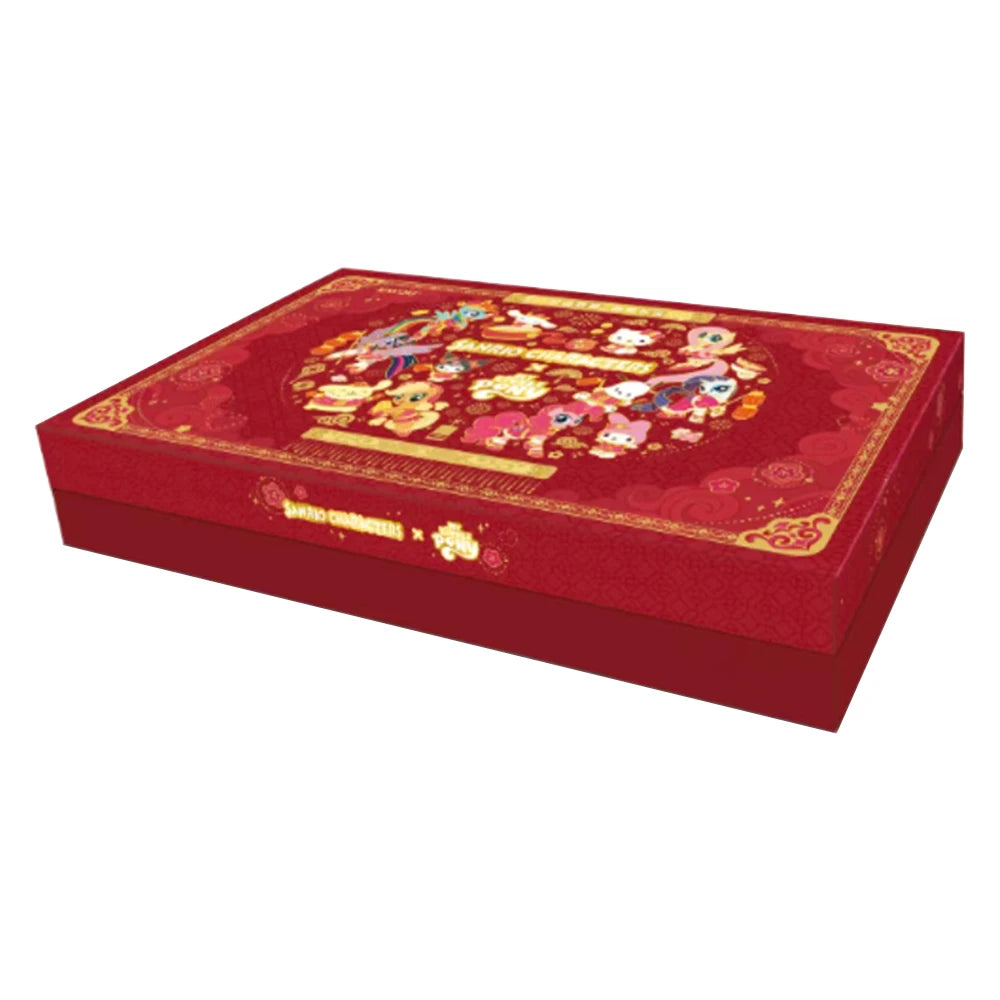 Red rectangular product box with ornate gold borders, featuring illustrated characters and "MY LITTLE PONY" text on lid.