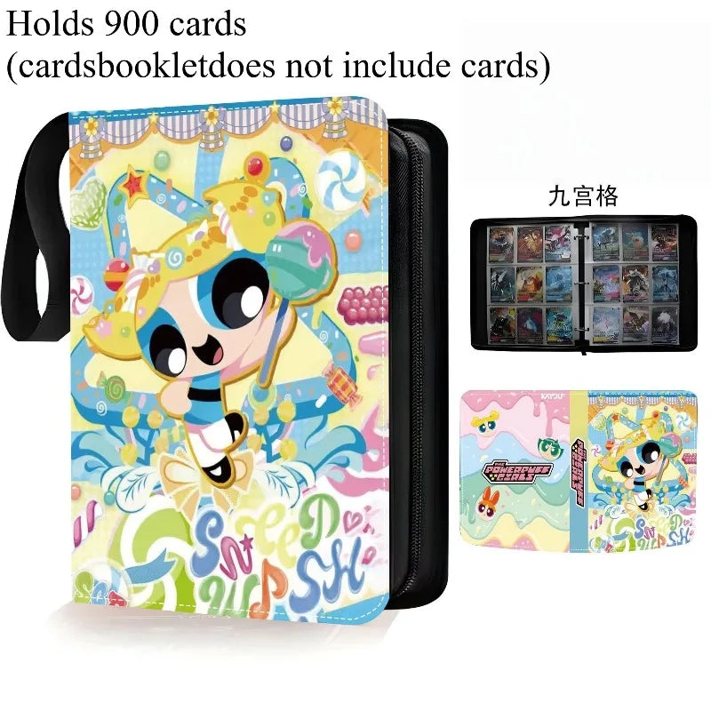 Powerpuff Girls Card Organizer 400/900 Cards Pack with 4/9 Card Slots Zippered Double Pockets Anime Merchandise Gift