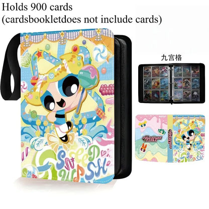 Powerpuff Girls Card Organizer 400/900 Cards Pack with 4/9 Card Slots Zippered Double Pockets Anime Merchandise Gift