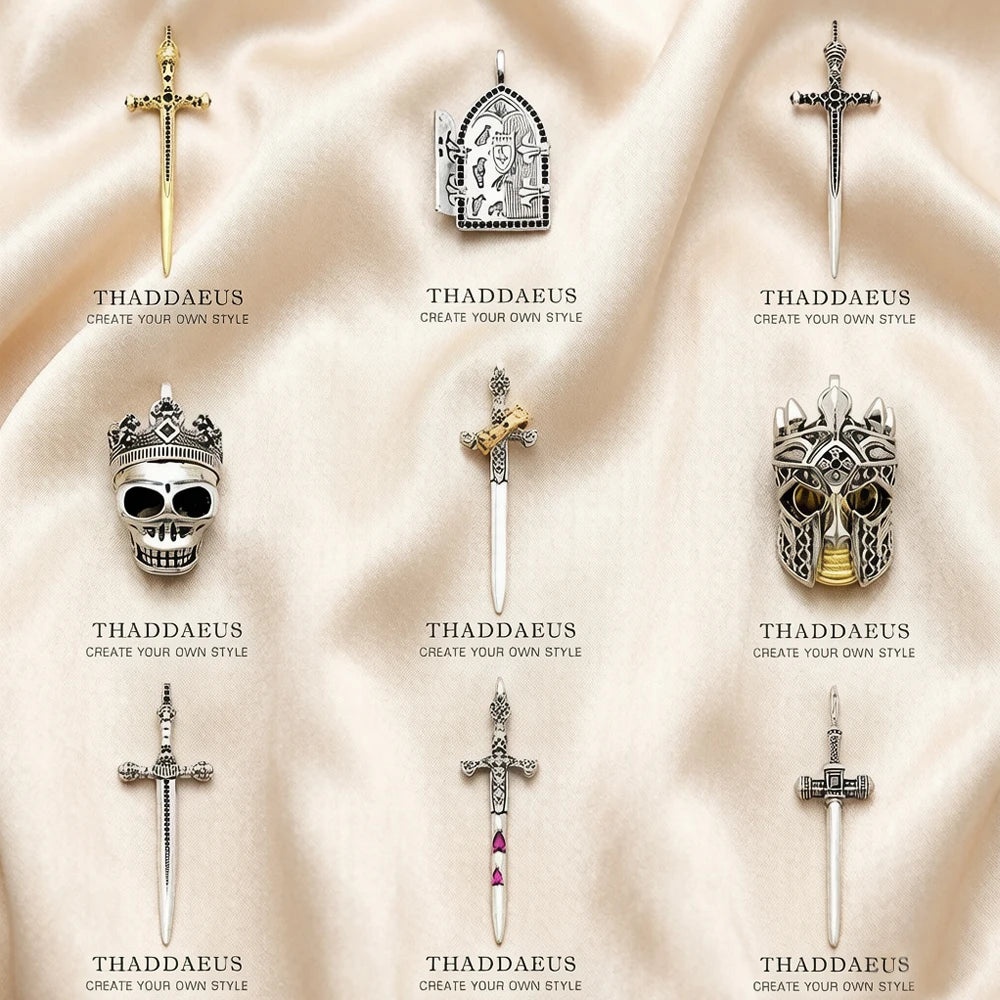 Pendant Sword With Crown Skull Knight Window New Fine Jewelry Europe Style 925 Sterling Silver Protection Gift For Women Men