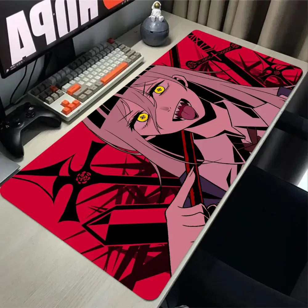 Chainsaw Man Anime Large Mousepad Anti-slip Rubber Mouse Mat Computer Gamer Desk Mat Stitched Edge Large Gaming Mousepad
