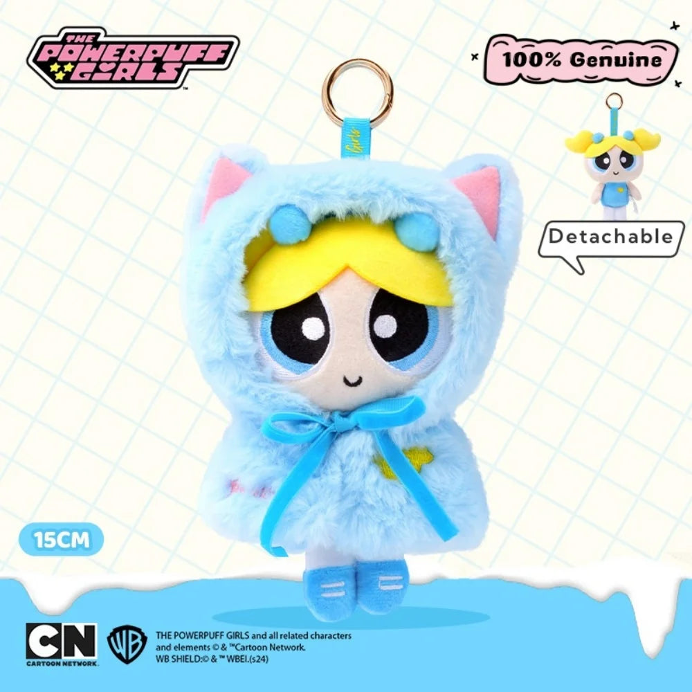 15cm Stuffed Anime Powerpuff Cartoon Cute Dress Up Plush Toys Bow Tie Doll Keychain Bag Ornament Girls Gifts