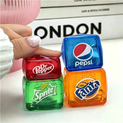 Schylling Needoh Nice Ice Baby 4 Pack Teenie Cube Fidget Relief Sensory Toy Cola Sprite Cube Squish Toy Maltose Non-toxic Gift