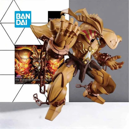 Gold, armored Exodia figure with chains on its wrists and ankles, striking a dynamic pose.