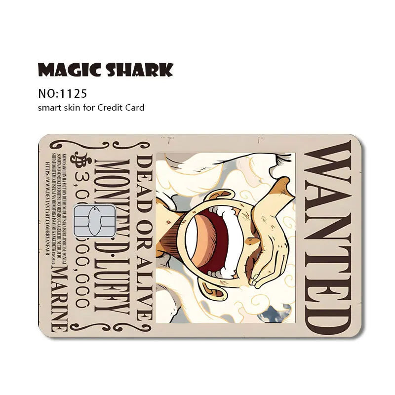 Tan anime card skin styled as a "WANTED" poster for Monkey D. Luffy with "DEAD OR ALIVE".
