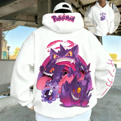 2026 Fall Winter Pokemon Gastly Haunter Gengar Hoodie, Cotton Anime Print Sweatshirt, Adult Kids Family Matching Sportswear Y2k