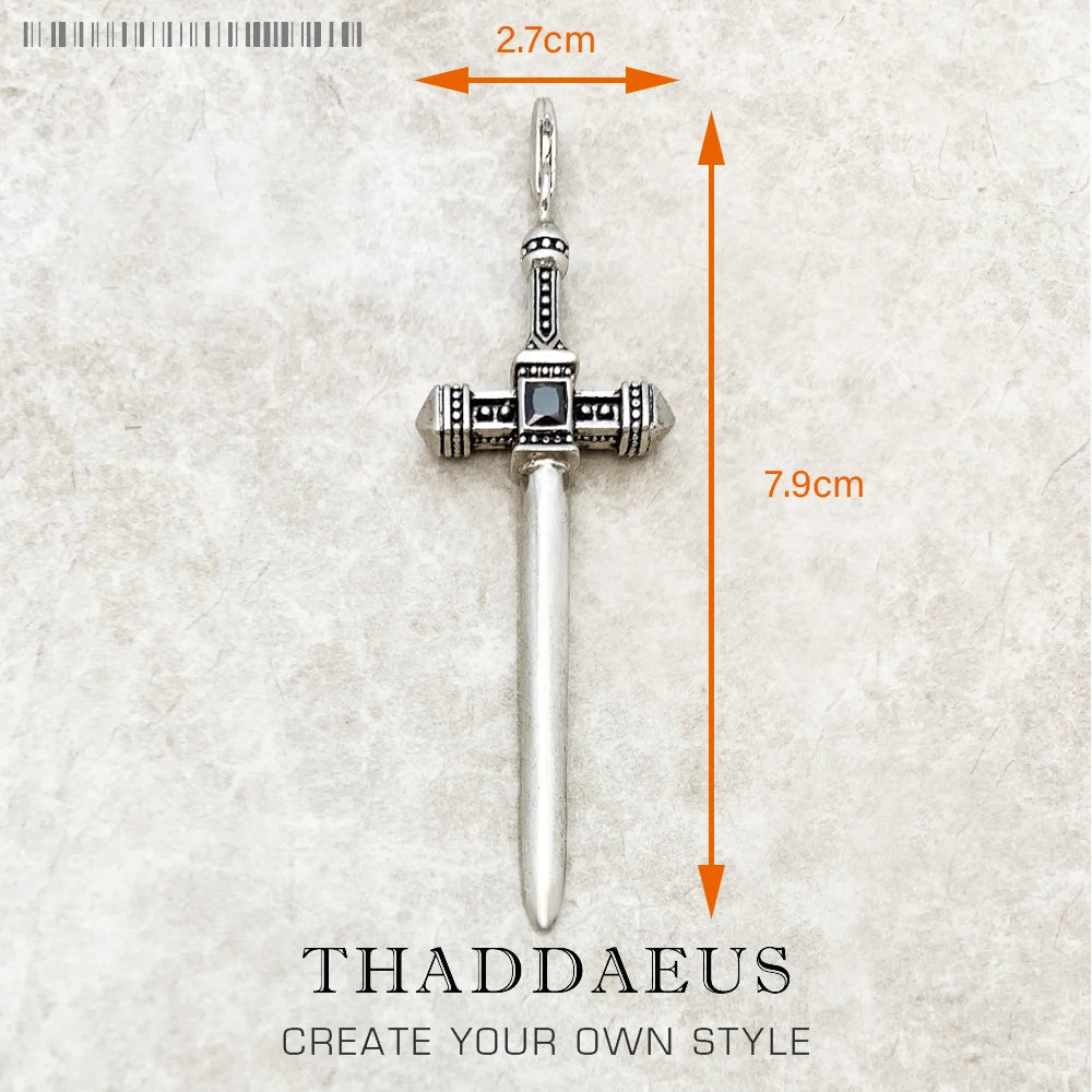 Pendant Sword With Crown Skull Knight Window New Fine Jewelry Europe Style 925 Sterling Silver Protection Gift For Women Men