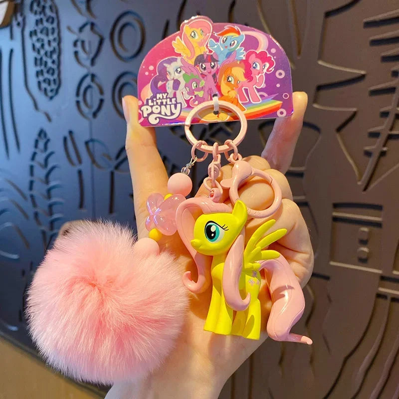 Authentic Pony Polaroid Keychain Girls Cute Cartoon Twilight Sparkle Doll Key Chain Pendant Year of The Horse Mascot