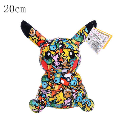 Initial Pikachu Plush Toys Pokemon 30th Anniversary Commemorative Edition Pixel Art Style Pikachu Dark Lightning Pikachu Doll