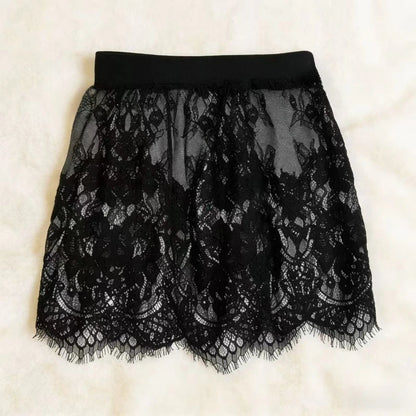 Miniskirt Sexy Transparent Lace Mesh Skirt Shirt Extender Women Summer Mini Black White Short Micro Skirt Ladies Underskirt