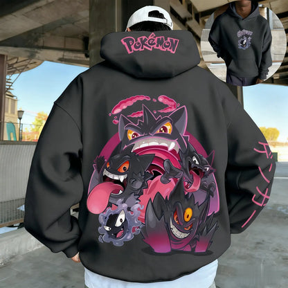 2026 Fall Winter Pokemon Gastly Haunter Gengar Hoodie, Cotton Anime Print Sweatshirt, Adult Kids Family Matching Sportswear Y2k