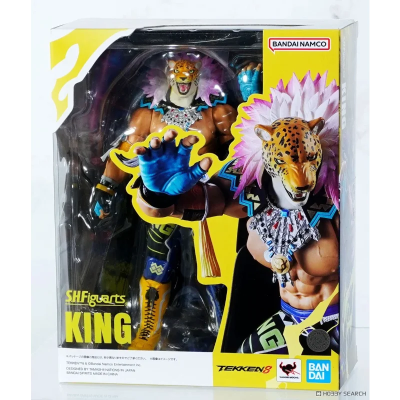 Bandai S.H.Figuarts Tekken 8 King action figure in a yellow and white box with character art.