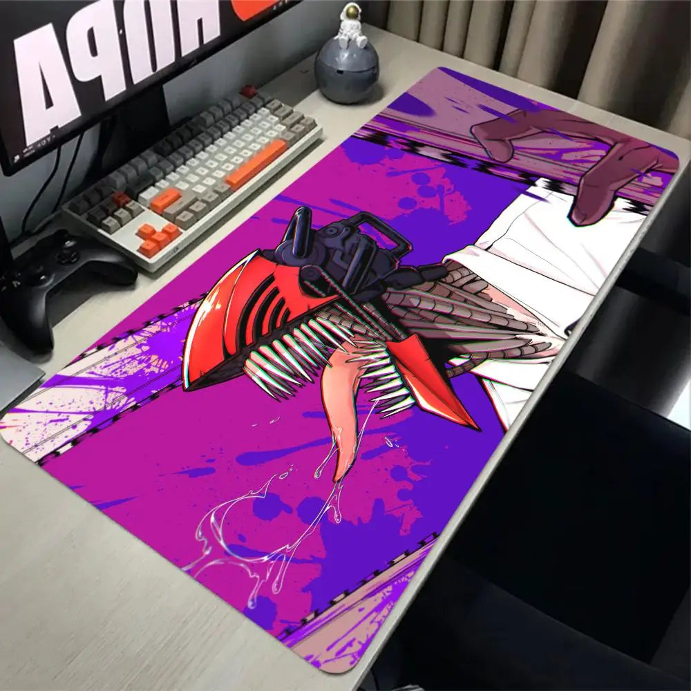 Chainsaw Man Anime Large Mousepad Anti-slip Rubber Mouse Mat Computer Gamer Desk Mat Stitched Edge Large Gaming Mousepad