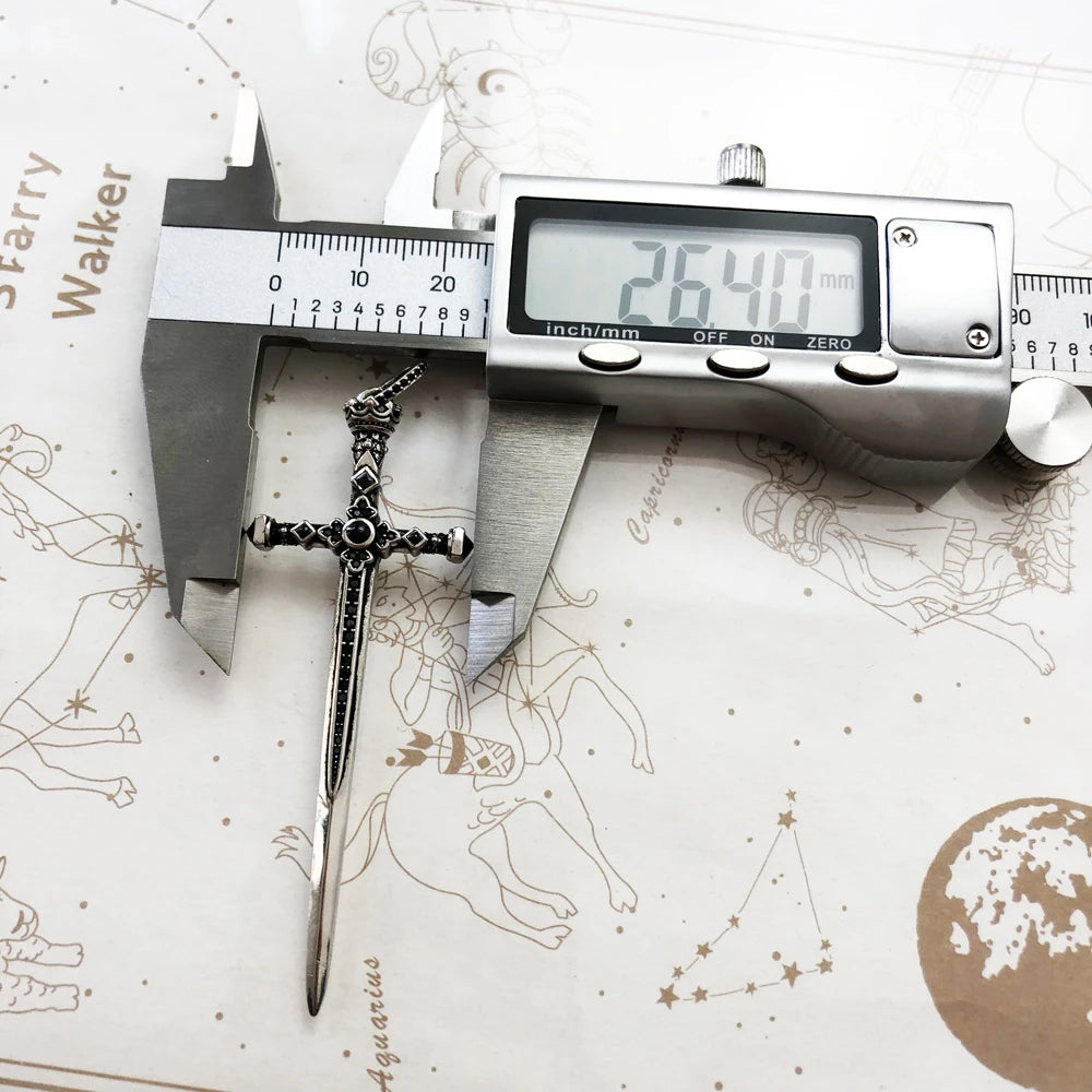Pendant Sword With Crown Skull Knight Window New Fine Jewelry Europe Style 925 Sterling Silver Protection Gift For Women Men