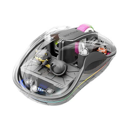 Luminous Transparent Wireless Bluetooth Three-Mode Charging Ergonomic Magnetic Doll Mouse