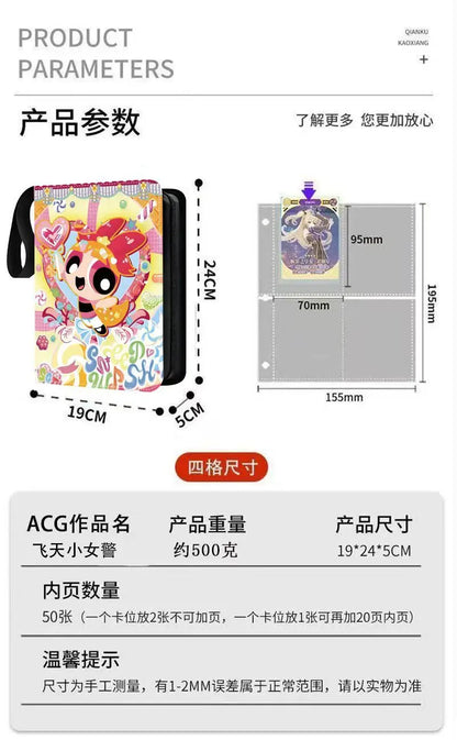 Powerpuff Girls Trading Card Binder Album High Capacity PU Leather Holder