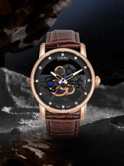TOMI New Popular Watch Luxury Casual Men's and Women's Watch Hollow Diamond Quartz Watch