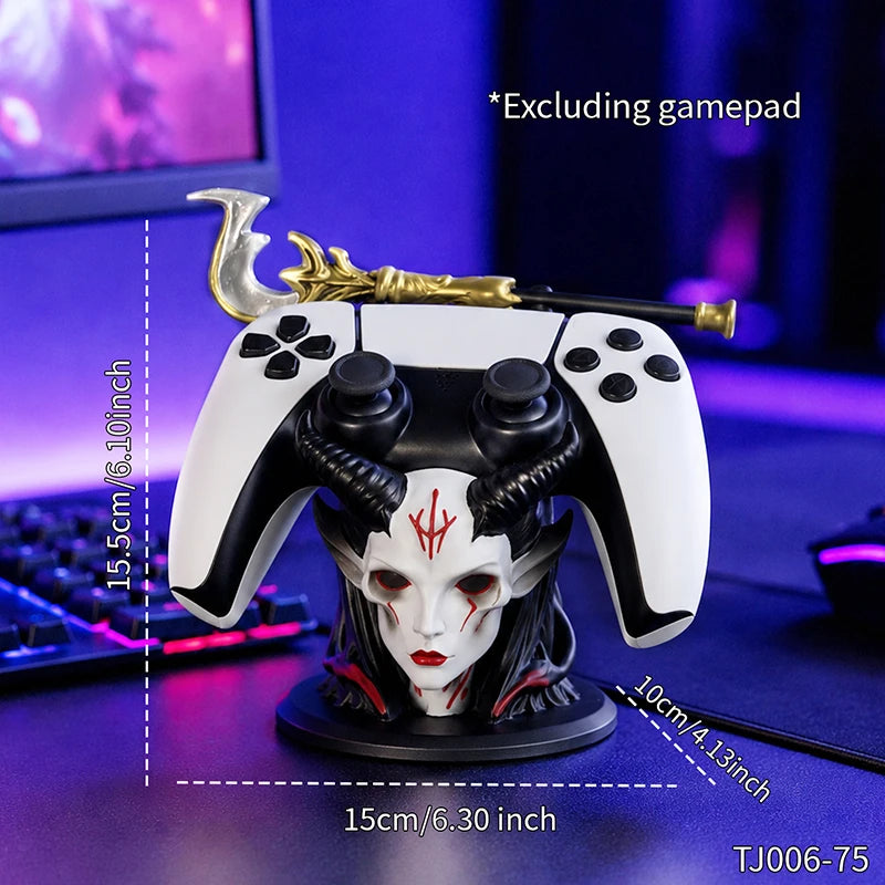 New Gothic Horned Demon Controller Holder Universal Fit Ps Xbox Switch Gamepad Resin Stand Gaming Desktop Decor Ornament