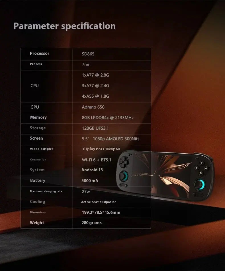 Retroid Pocket 5 Handheld Game Console 5.5'' AMOLED Screen Android13 Joystick RGB Lighting Effect Active Cooling Video Games