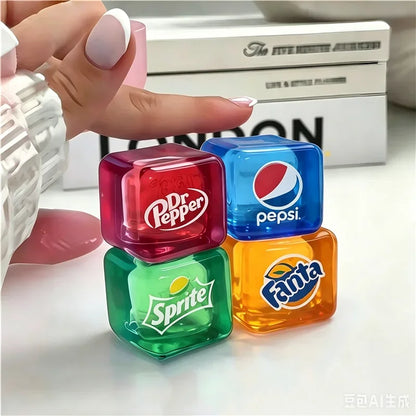 Schylling Needoh Nice Ice Baby 4 Pack Teenie Cube Fidget Relief Sensory Toy Cola Sprite Cube Squish Toy Maltose Non-toxic Gift