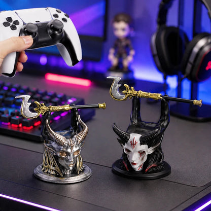 New Gothic Horned Demon Controller Holder Universal Fit Ps Xbox Switch Gamepad Resin Stand Gaming Desktop Decor Ornament