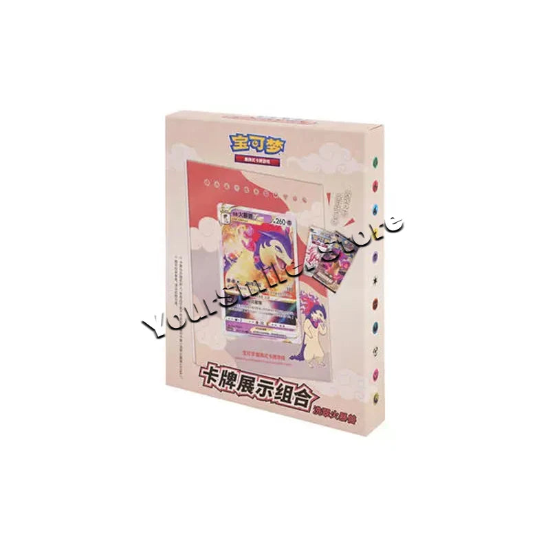 Light pink Pokémon trading card display box in Chinese, featuring a character card and booster pack graphic.