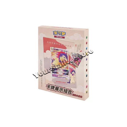 Light pink Pokémon trading card display box in Chinese, featuring a character card and booster pack graphic.