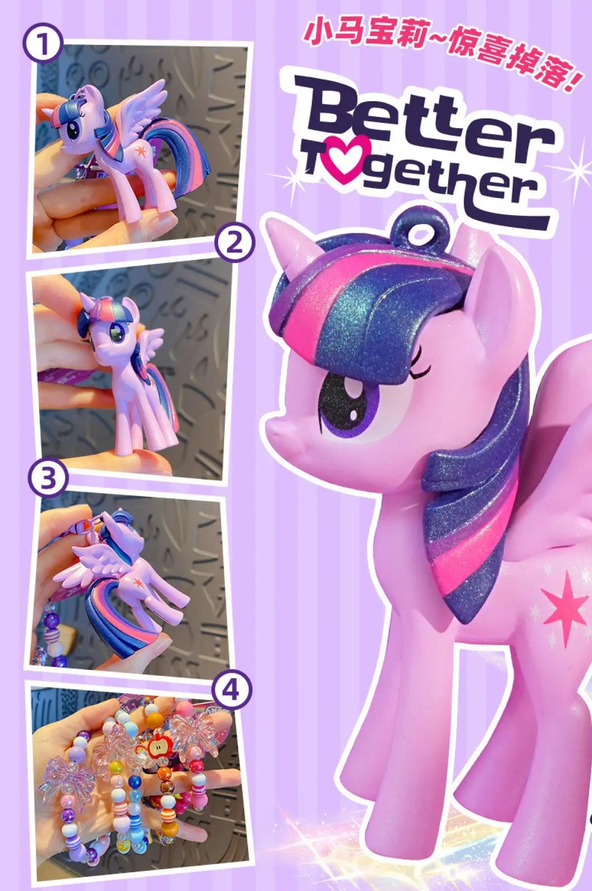 Authentic Pony Polaroid Keychain Girls Cute Cartoon Twilight Sparkle Doll Key Chain Pendant Year of The Horse Mascot