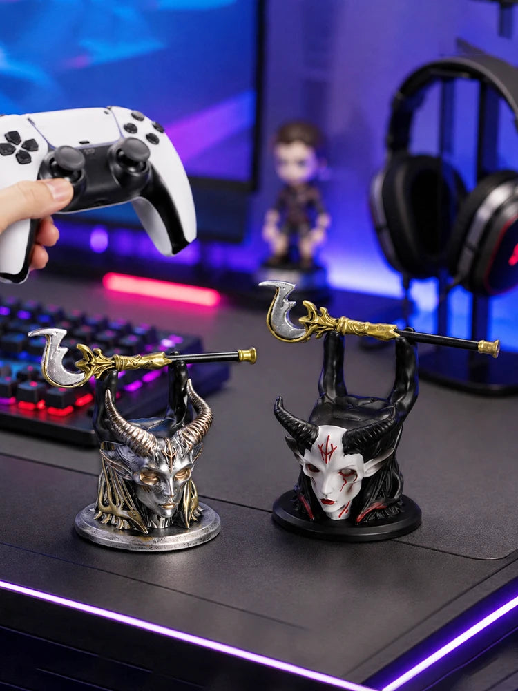 New Gothic Horned Demon Controller Holder Universal Fit Ps Xbox Switch Gamepad Resin Stand Gaming Desktop Decor Ornament