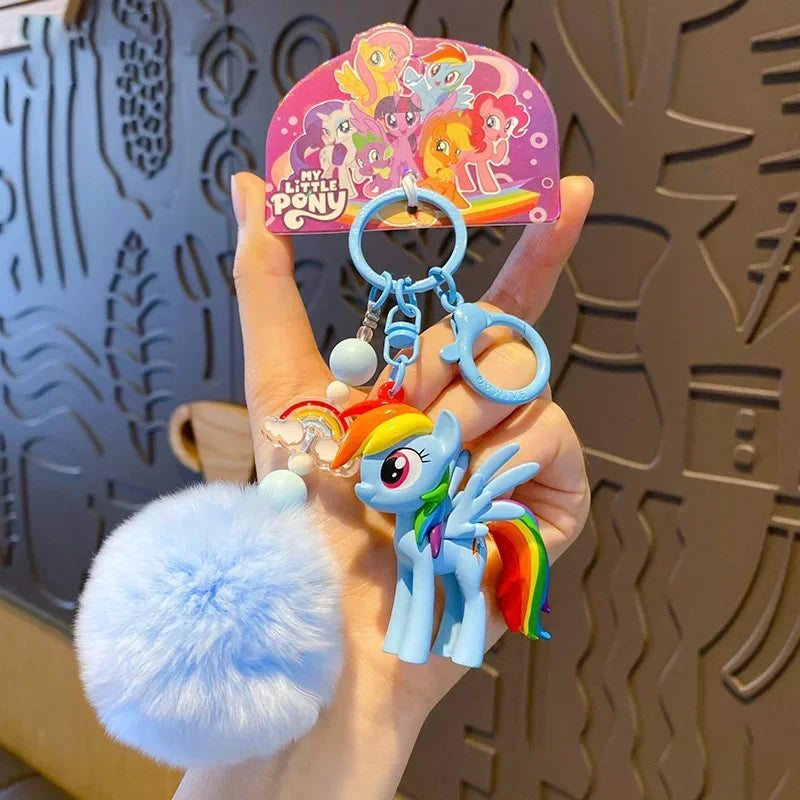 Authentic Pony Polaroid Keychain Girls Cute Cartoon Twilight Sparkle Doll Key Chain Pendant Year of The Horse Mascot