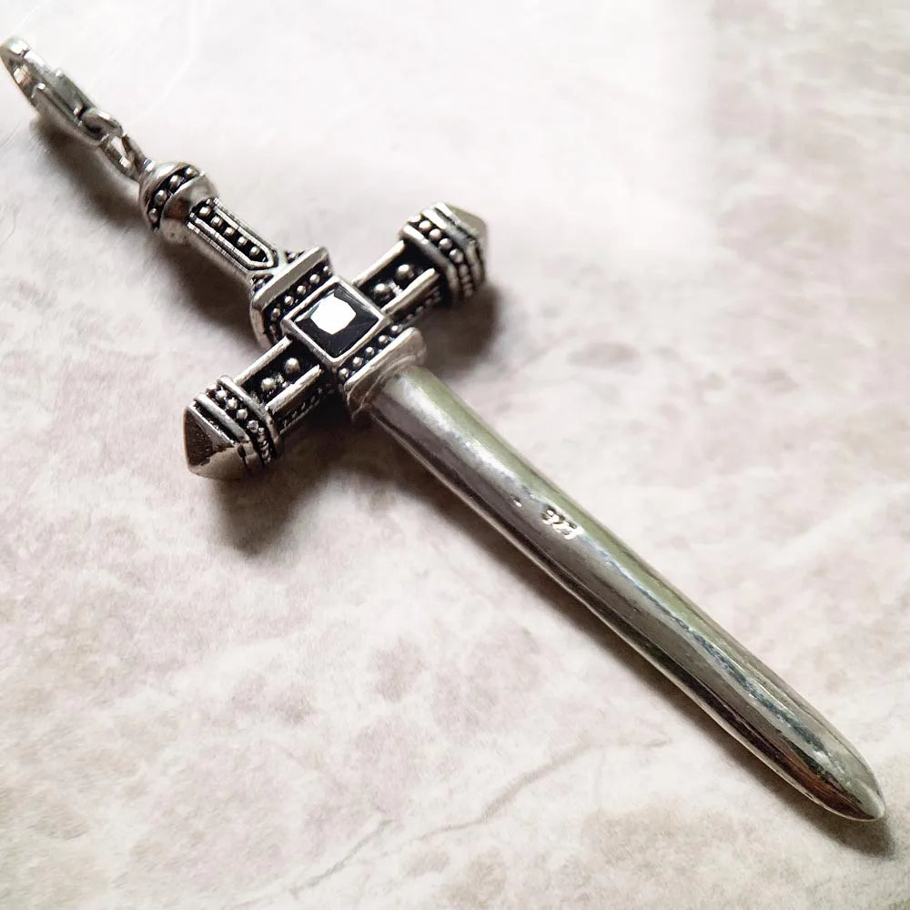 Pendant Sword With Crown Skull Knight Window New Fine Jewelry Europe Style 925 Sterling Silver Protection Gift For Women Men