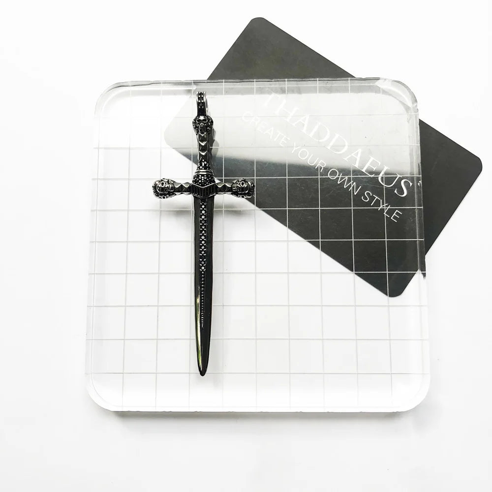 Pendant Sword With Crown Skull Knight Window New Fine Jewelry Europe Style 925 Sterling Silver Protection Gift For Women Men