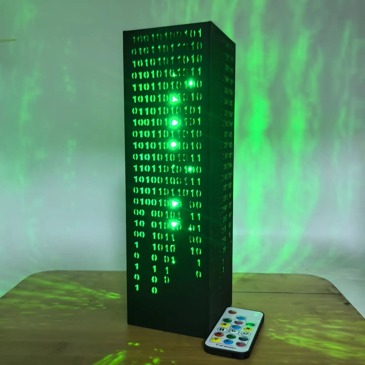 Green Hieroglyphs Numbers Vertical Lines Mathematics | Desk Cyberpunk Night Lamp | Sci-Fi LED Futuristic Lamp