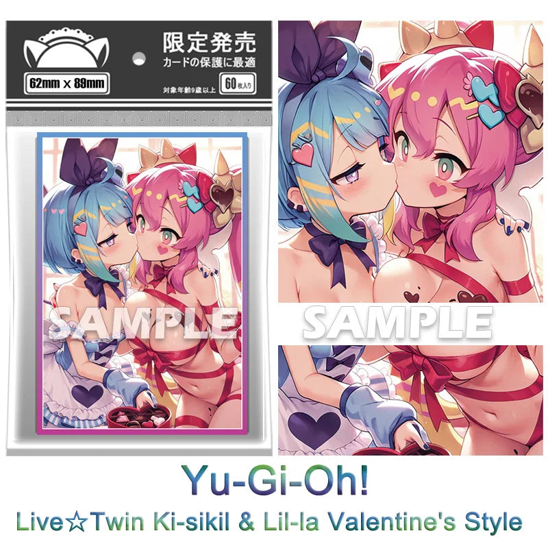 60PCS Yugioh Live☆Twin Ki-sikil & Lil-la Valentine's Style Card Sleeves Yu-Gi-Oh! TCG OCG Trading Cards Shine Protector Case