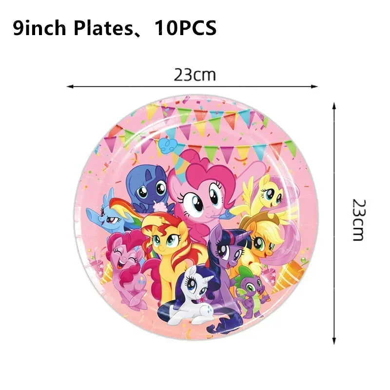 My Little Ponyed Foil Balloon Happy Birthday Latex Ballon Banner Party Decoration Cake Topper Supplies Backdrop Disposable Toy
