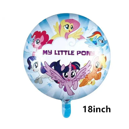My Little Ponyed Foil Balloon Happy Birthday Latex Ballon Banner Party Decoration Cake Topper Supplies Backdrop Disposable Toy