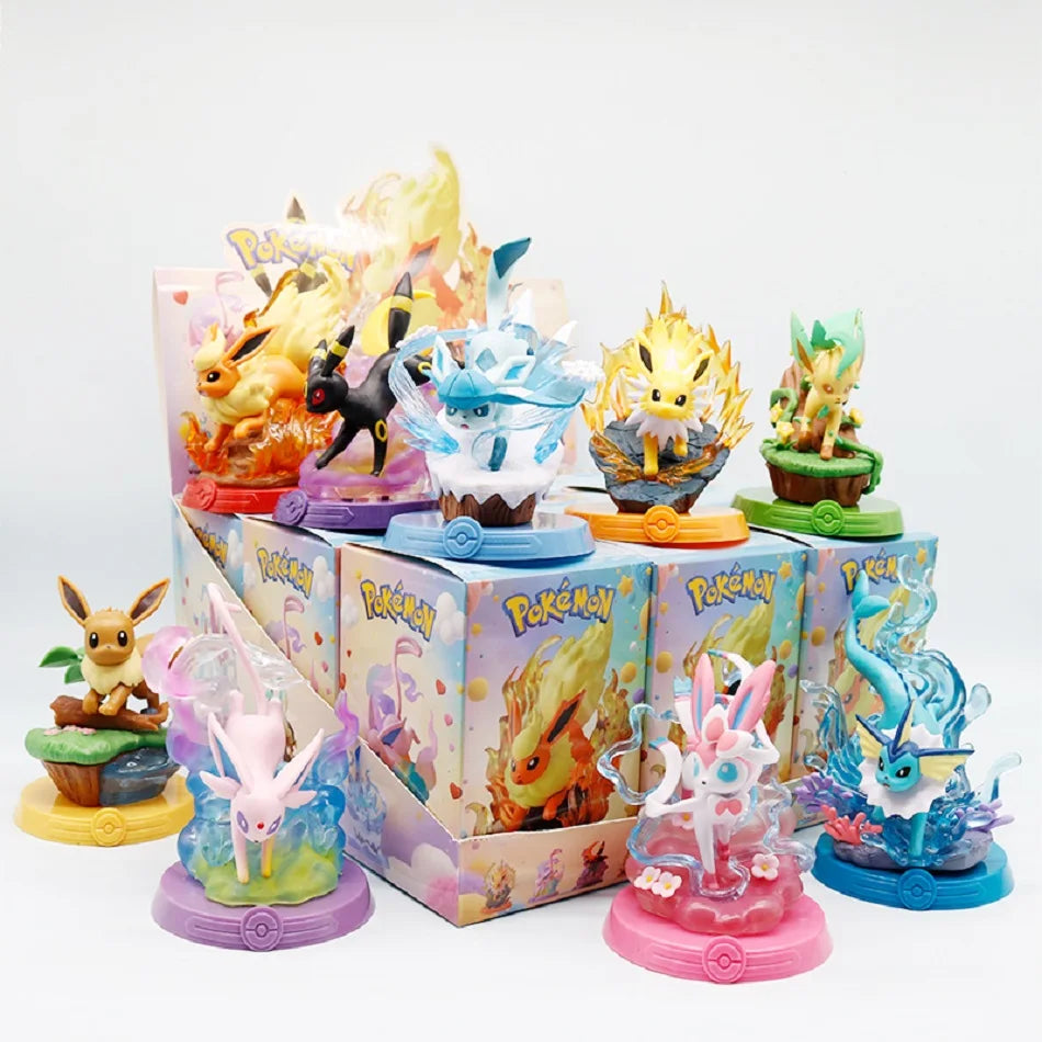 8 style Pok é mon Action Doll Pikachu Adventure Eevee Blind Box Anime Model Desktop Decorations Pok é mon Toys Boy Birthday Gift