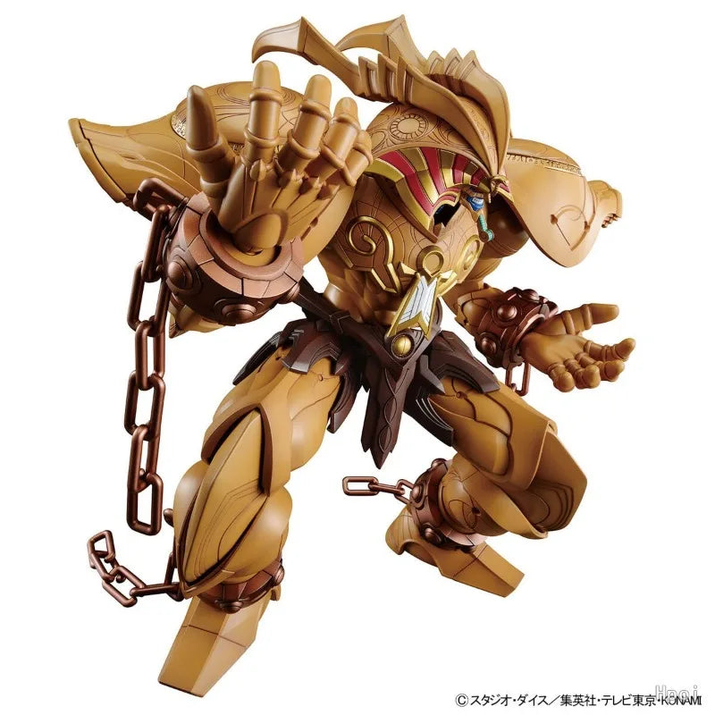 Brown, muscular action figure with a horned headdress, large pauldrons, and chains dangling from its wrists.