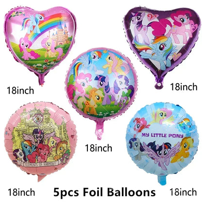 My Little Ponyed Foil Balloon Happy Birthday Latex Ballon Banner Party Decoration Cake Topper Supplies Backdrop Disposable Toy