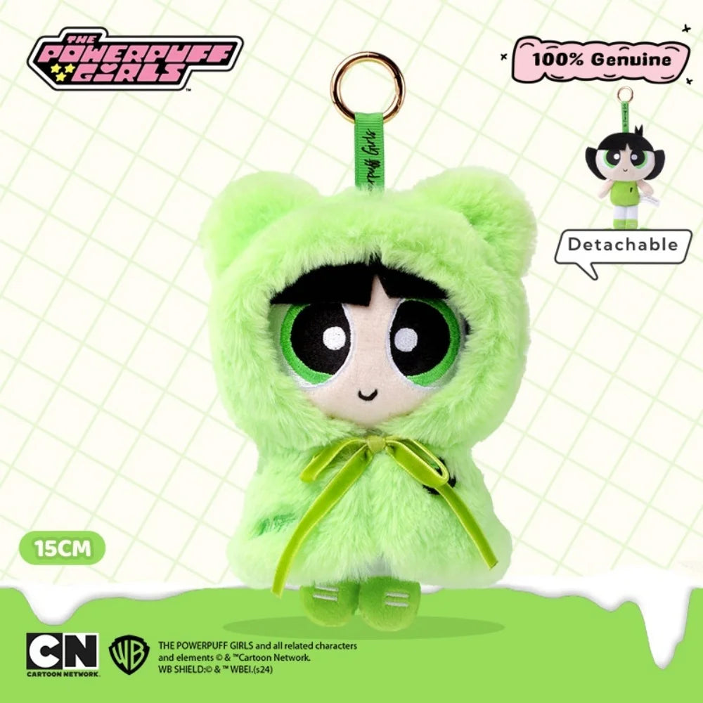 15cm Stuffed Anime Powerpuff Cartoon Cute Dress Up Plush Toys Bow Tie Doll Keychain Bag Ornament Girls Gifts