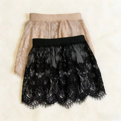 Miniskirt Sexy Transparent Lace Mesh Skirt Shirt Extender Women Summer Mini Black White Short Micro Skirt Ladies Underskirt