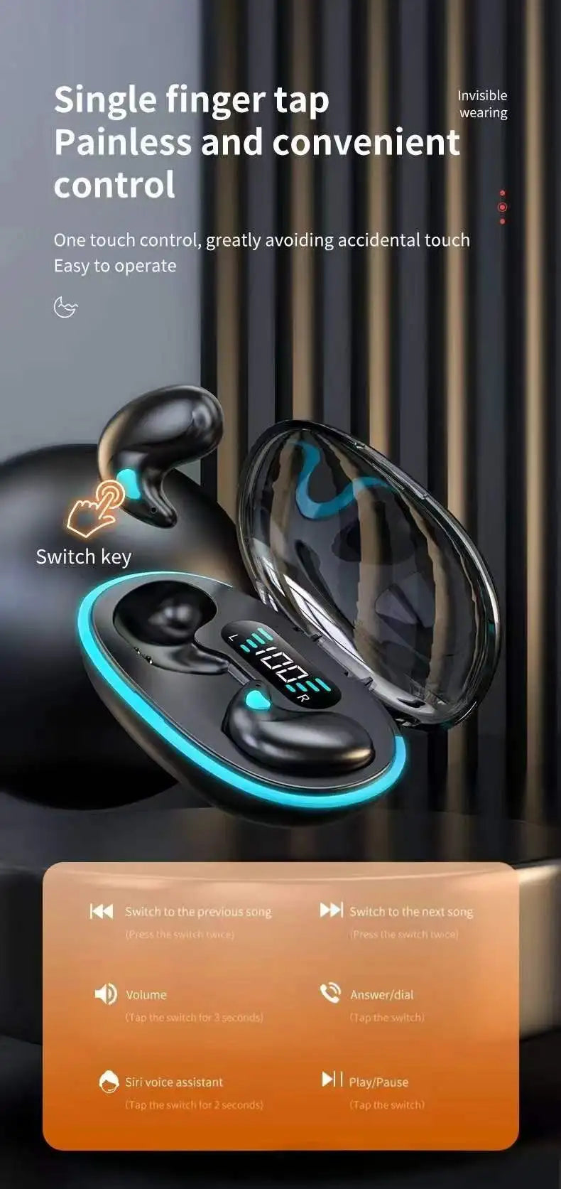X55 Sleep Earphones Bluetooth Earphones Long Battery Life No In Ear Wireless Earphones Bluetooth
