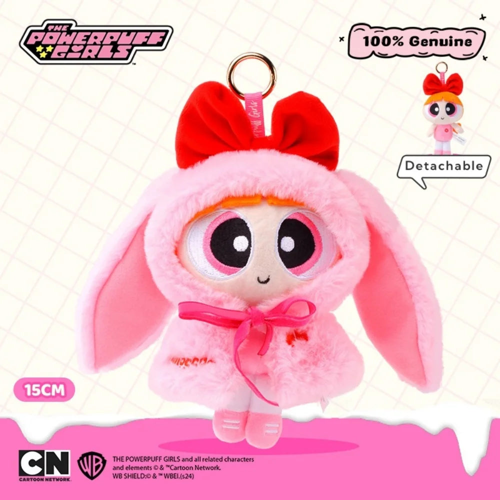15cm Stuffed Anime Powerpuff Cartoon Cute Dress Up Plush Toys Bow Tie Doll Keychain Bag Ornament Girls Gifts