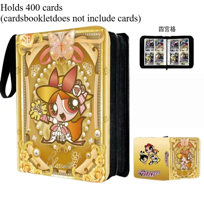Powerpuff Girls Card Organizer 400/900 Cards Pack with 4/9 Card Slots Zippered Double Pockets Anime Merchandise Gift