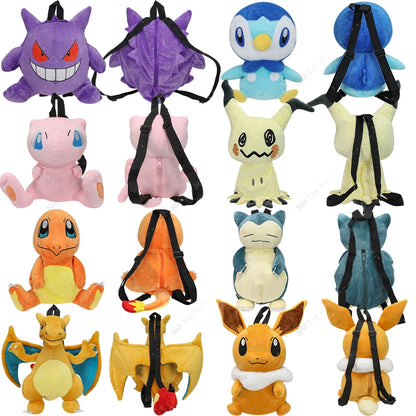 Pokemon Plush Backpack Anime Gengar Charizard Piplup Eevee Mimikyu Soft Stuffed Schoolbag Shoulder Bag Toy for Kids