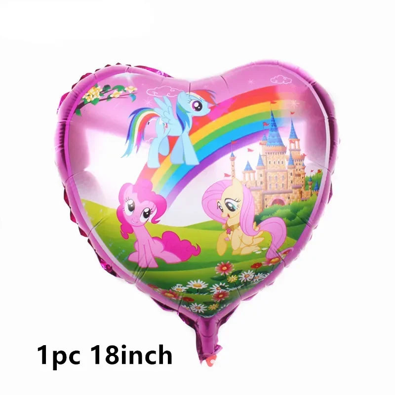 My Little Ponyed Foil Balloon Happy Birthday Latex Ballon Banner Party Decoration Cake Topper Supplies Backdrop Disposable Toy