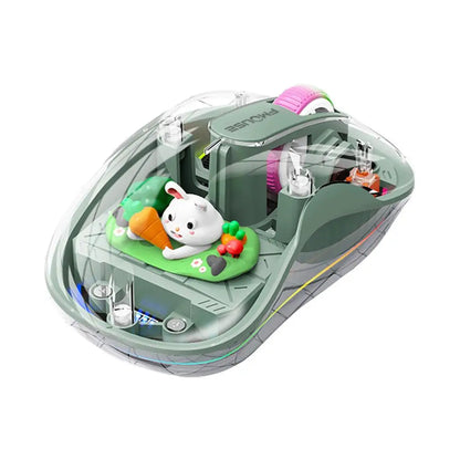 Luminous Transparent Wireless Bluetooth Three-Mode Charging Ergonomic Magnetic Doll Mouse