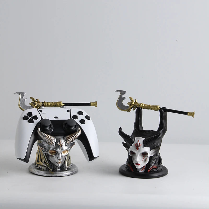 New Gothic Horned Demon Controller Holder Universal Fit Ps Xbox Switch Gamepad Resin Stand Gaming Desktop Decor Ornament