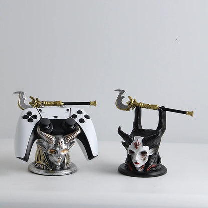 New Gothic Horned Demon Controller Holder Universal Fit Ps Xbox Switch Gamepad Resin Stand Gaming Desktop Decor Ornament
